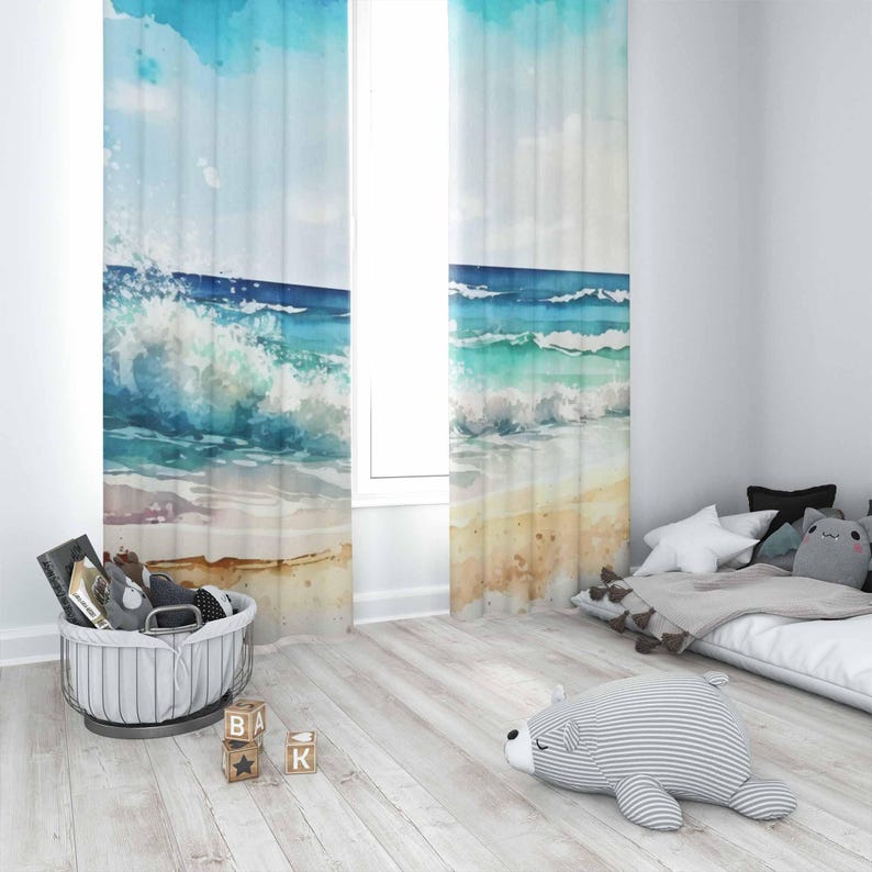 Cortinas de ondas do mar ocean - Baby Nursery Blackout Curtains avaliação e preço