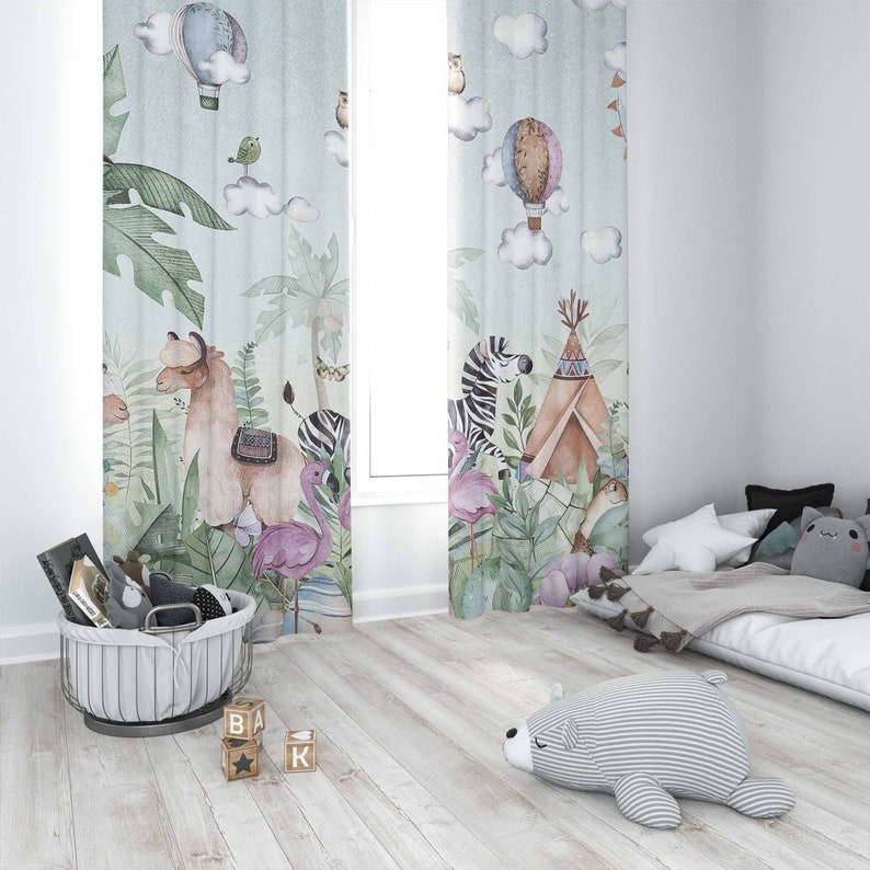 Safari animais festa berçário  - Baby Nursery Blackout Curtains avaliação e preço