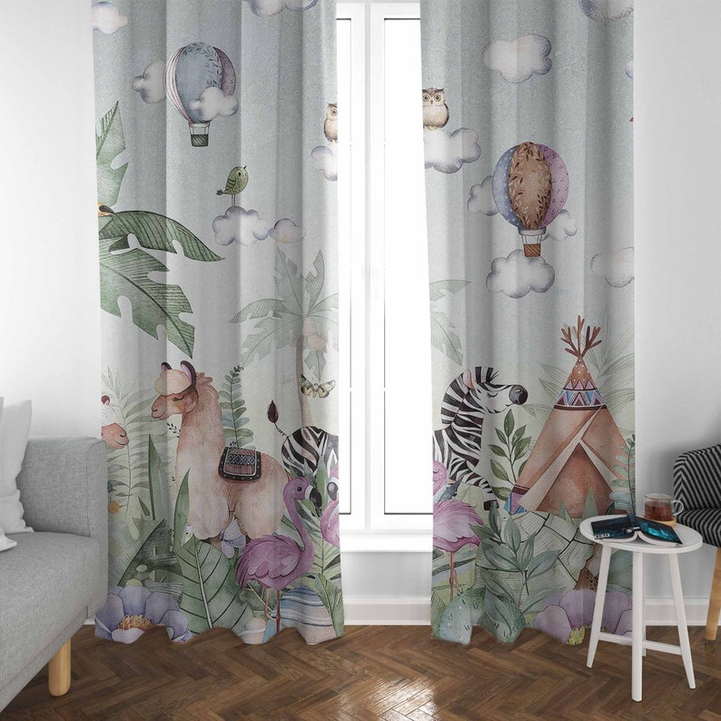 Safari animais festa berçário  - Baby Nursery Blackout Curtains avaliação e preço