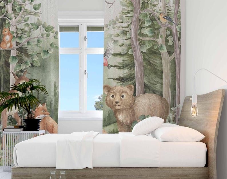 Cortinas de animais da florest - Baby Nursery Blackout Curtains avaliação e preço