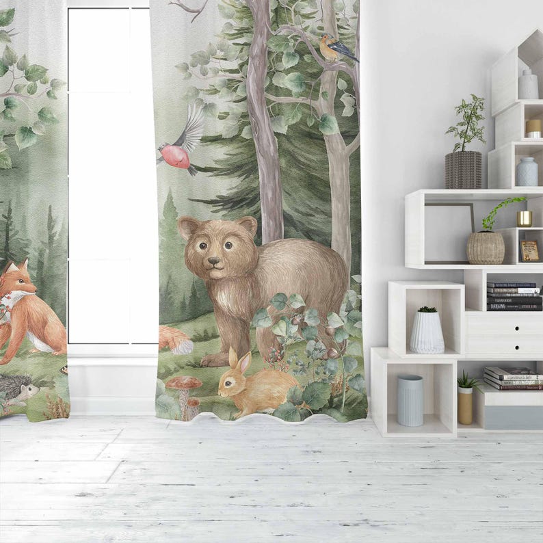 Cortinas de animais da florest - Baby Nursery Blackout Curtains avaliação e preço