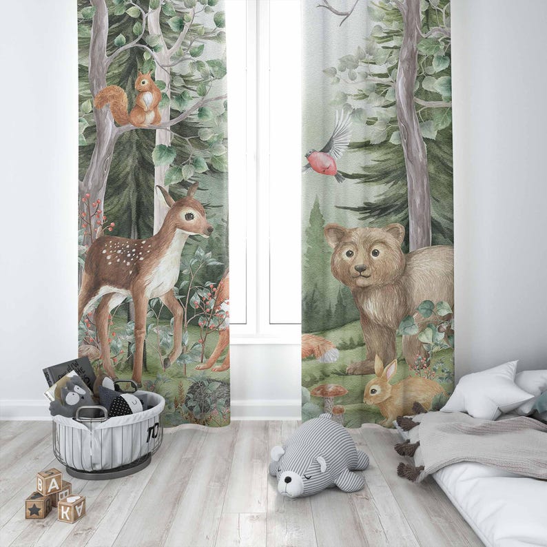 Cortinas de animais da florest - Baby Nursery Blackout Curtains avaliação e preço
