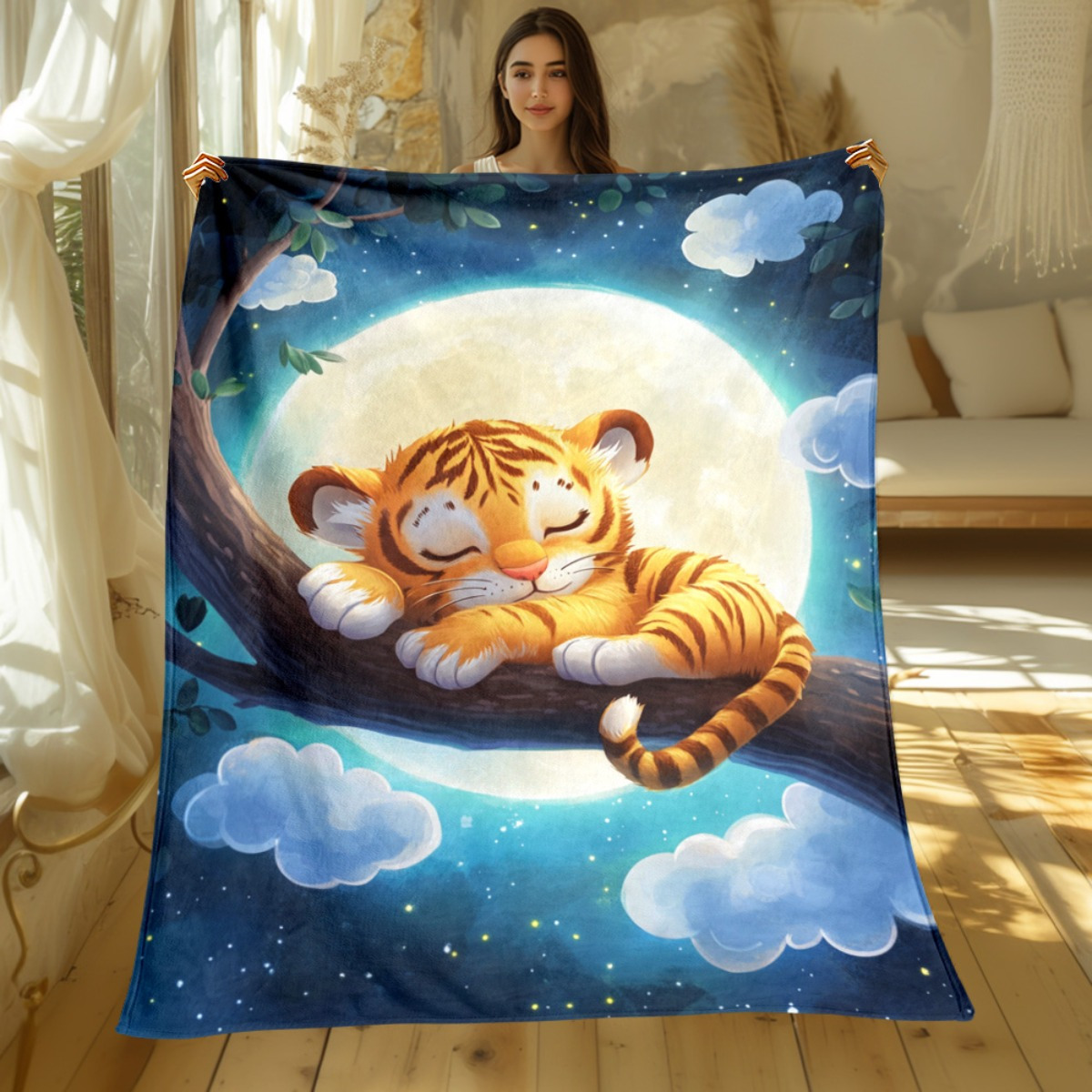 Bonito dormindo tigre no galho - Baby Nursery Animal Theme avaliação e preço