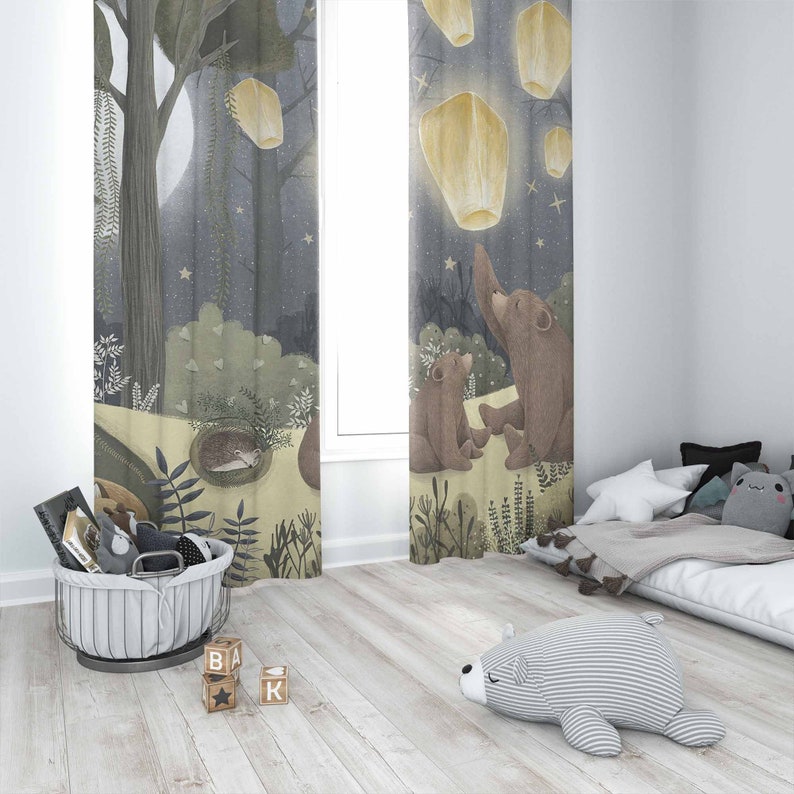 Woodland berçário cortinas ani - Baby Nursery Blackout Curtains avaliação e preço