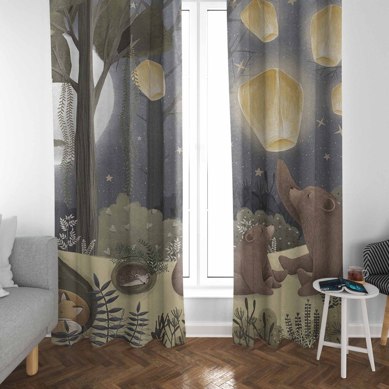 Woodland berçário cortinas ani - Baby Nursery Blackout Curtains avaliação e preço