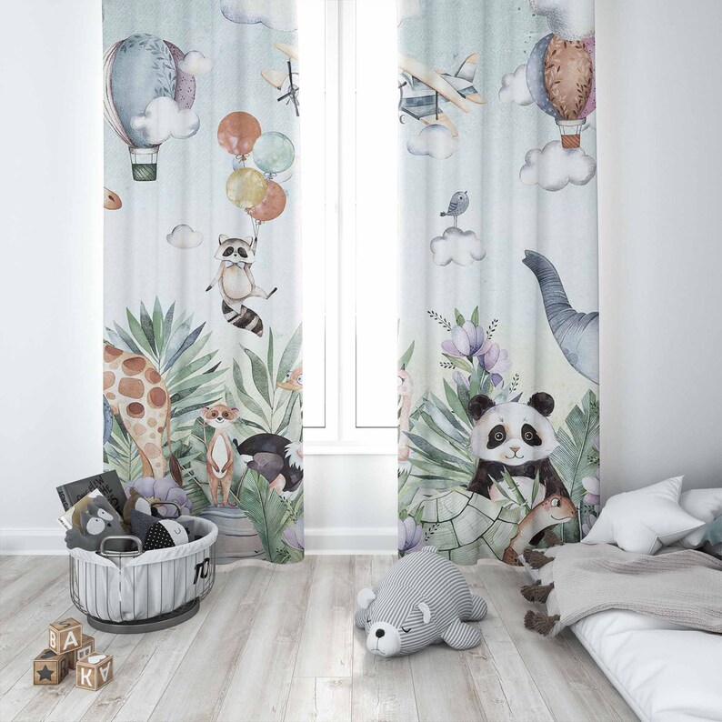 Safari animal festa berçário c - Baby Nursery Blackout Curtains avaliação e preço