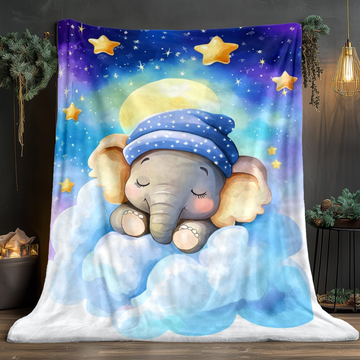 Bebê dormindo elefante nuvem e - Baby Nursery Animal Theme avaliação e preço