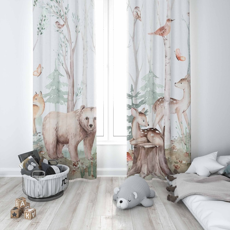 Cortinas de animais da florest - Baby Nursery Blackout Curtains avaliação e preço